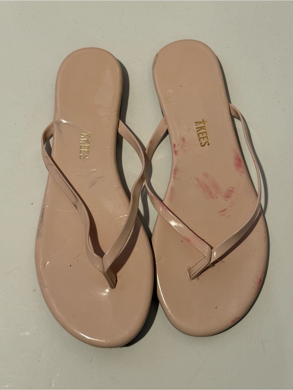TKEES Blush Patent Flip Flop Sandals